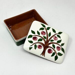 Stangl Pottery, New Jersey Trinket Box with Lid Apple Tree Design Super Cute!
